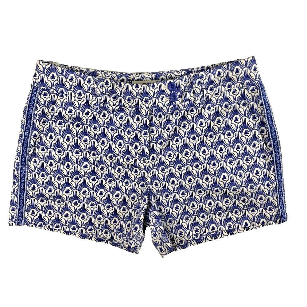 Vineyard Vines White Blue Print Shorts Whale‎ Logo Cotton Stretch Women's Size 0